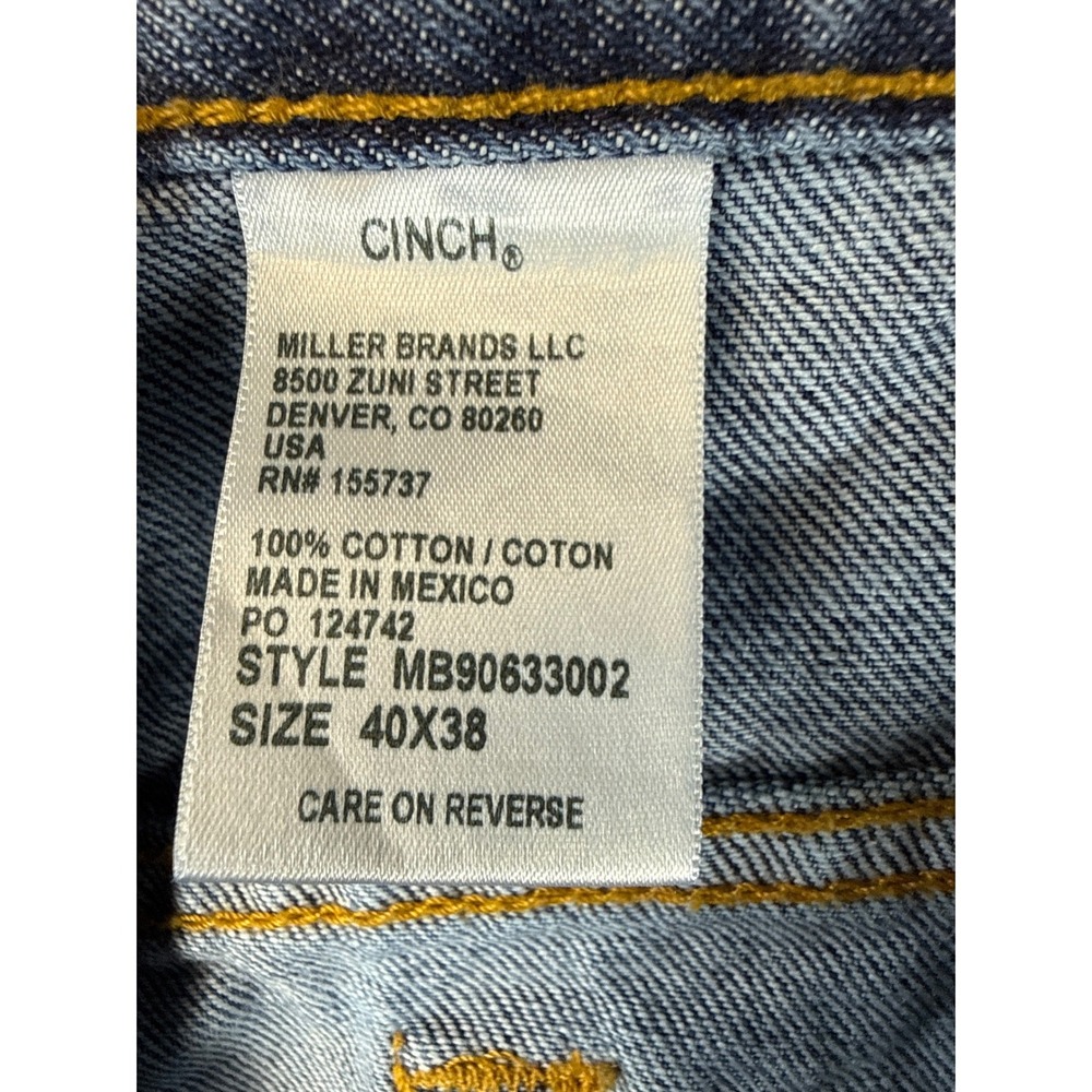 Cinch Black Label Rigid Jeans 40x38 Blue Denim‎ Straight Leg Cowboy Work Pants - Picture 5 of 14